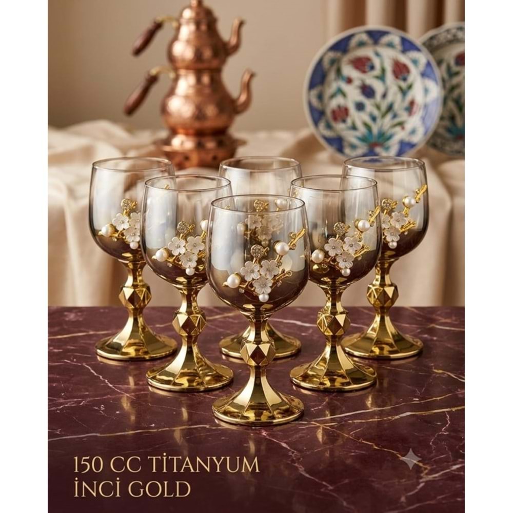 150CC-CAM BARDAK TİTANYUM İNCİ GOLD -POLANT