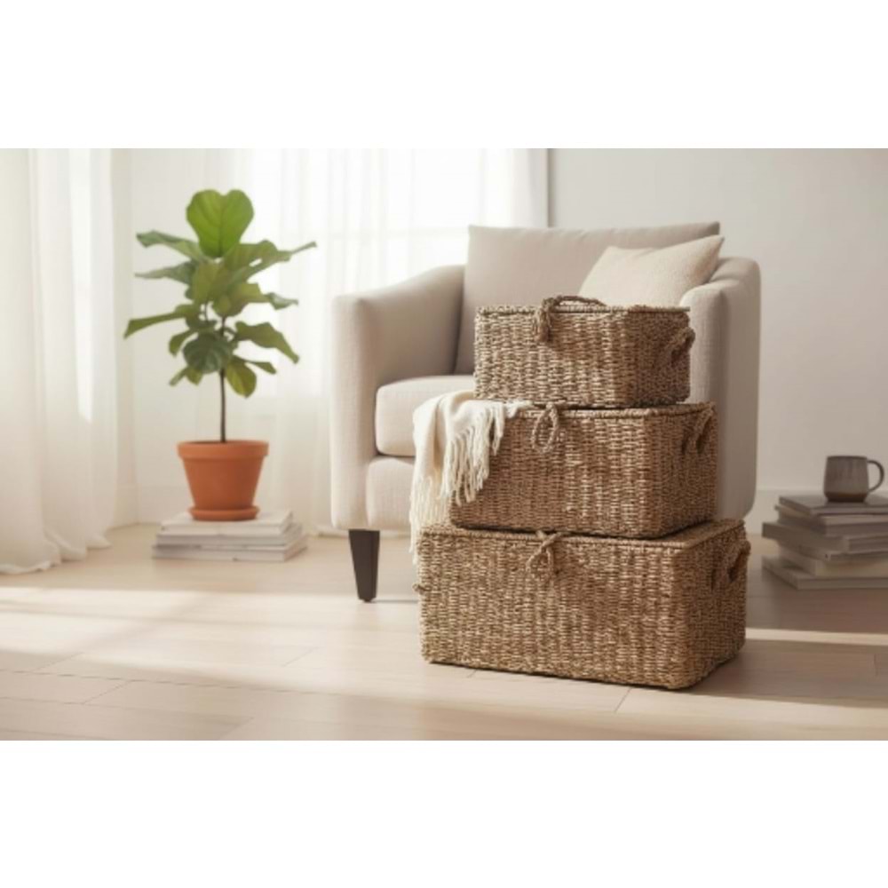 11615-HASIR SEPET KAPAKLI 3LÜ -ALLEGRİ