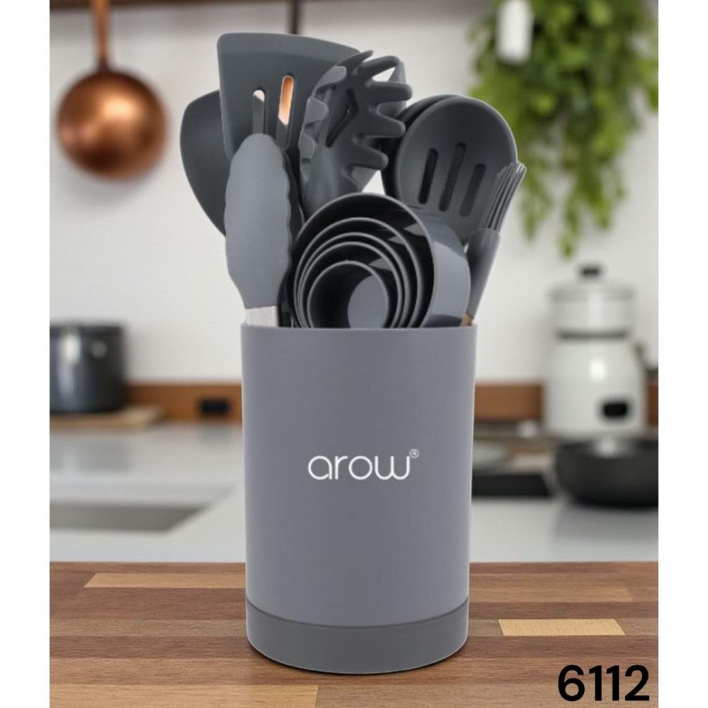 6112-SERVİS SET SİLİKON 11 PRÇ.GRİ -AROW