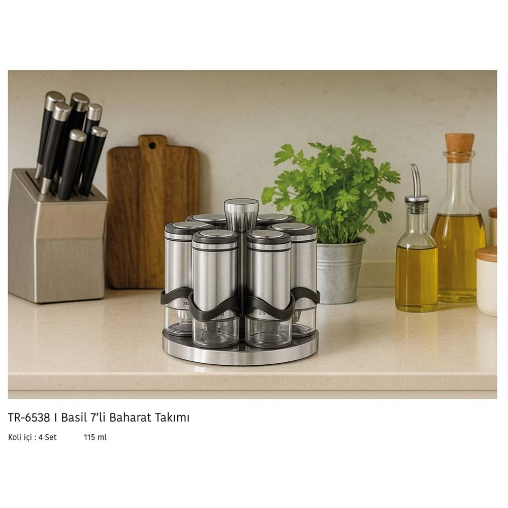 6538-BAHARAT 6LI DÖNERLİ İNOX BASİL -AROW