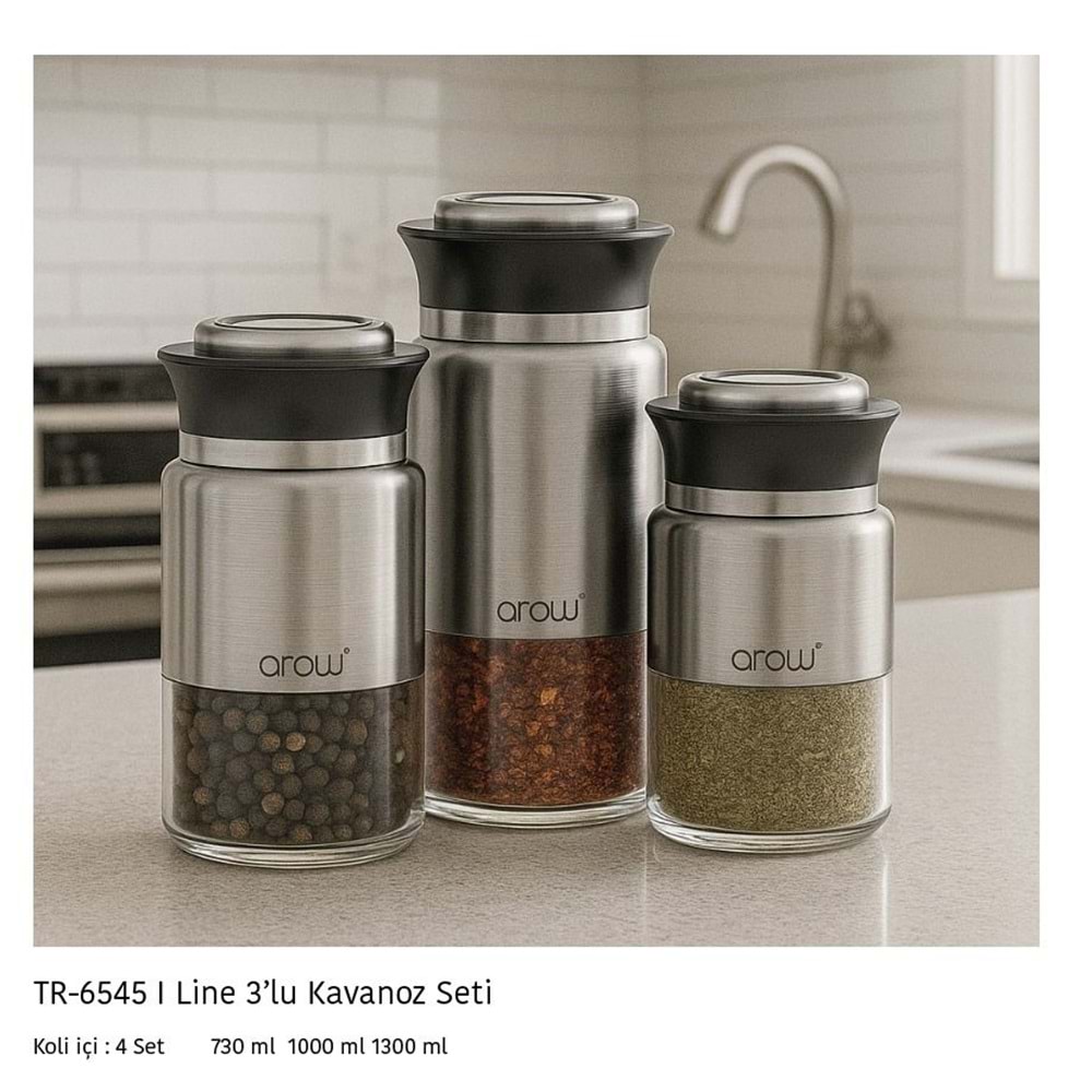 6545-KAVANOZ 3 LÜ İNOX LİNE -AROW