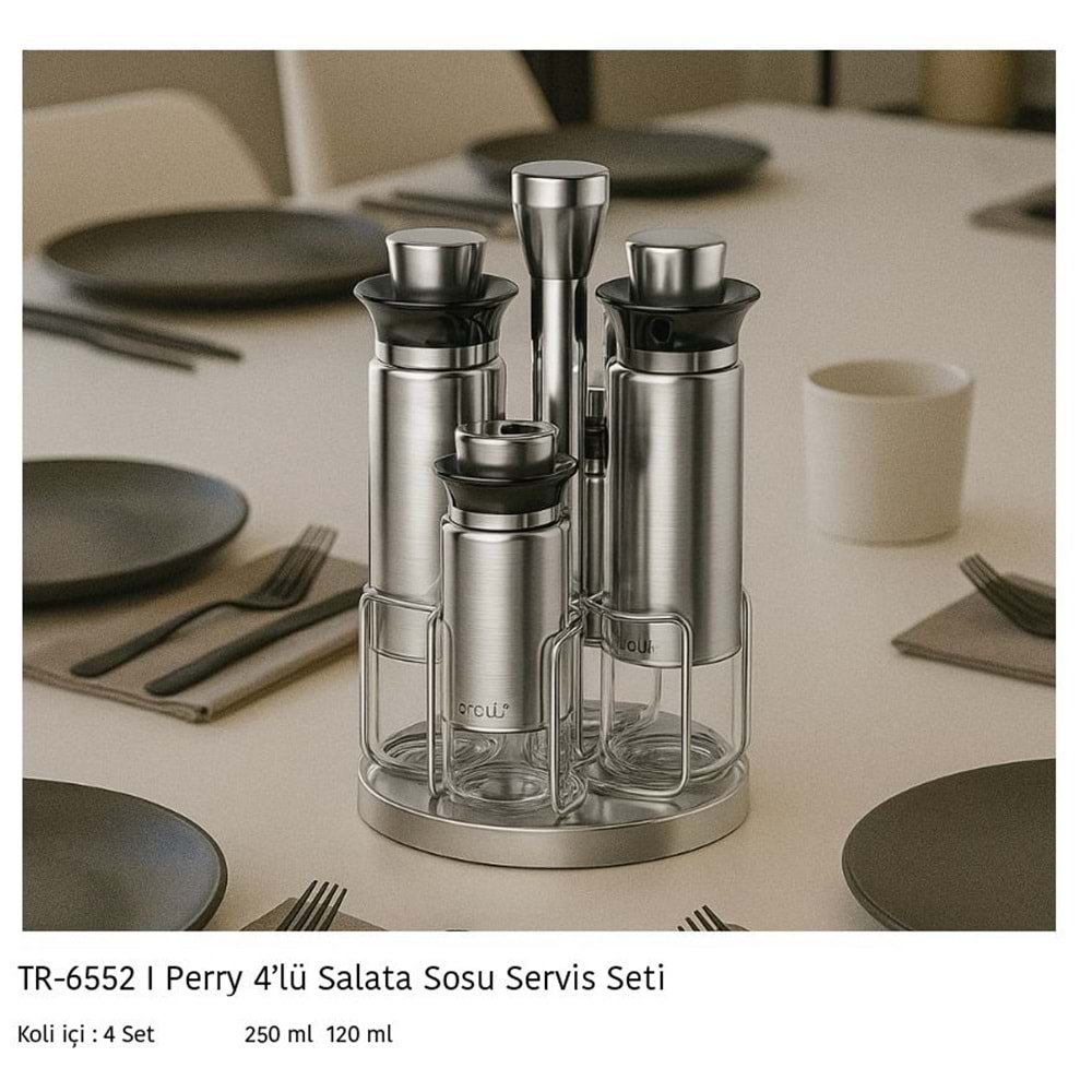 6552-YAĞLIK 4LÜ STANDLI İNOX PERRY -AROW