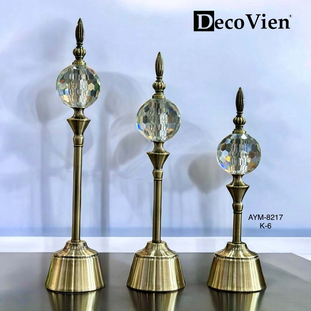 8217 -KRİSTAL 3 LÜ CAM KÜRE AYAKLI -AYMET