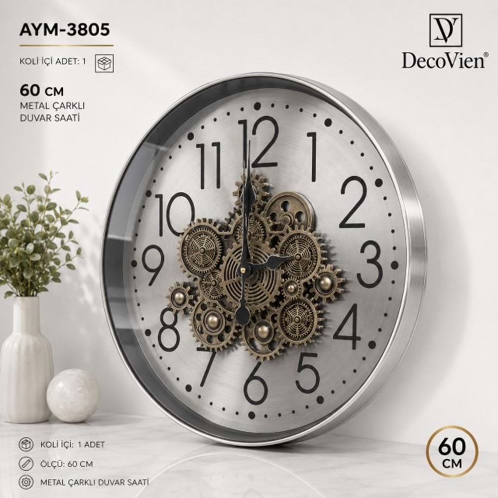 3805-DUVAR SAATİ ÇARKLI 60CM -AYMET