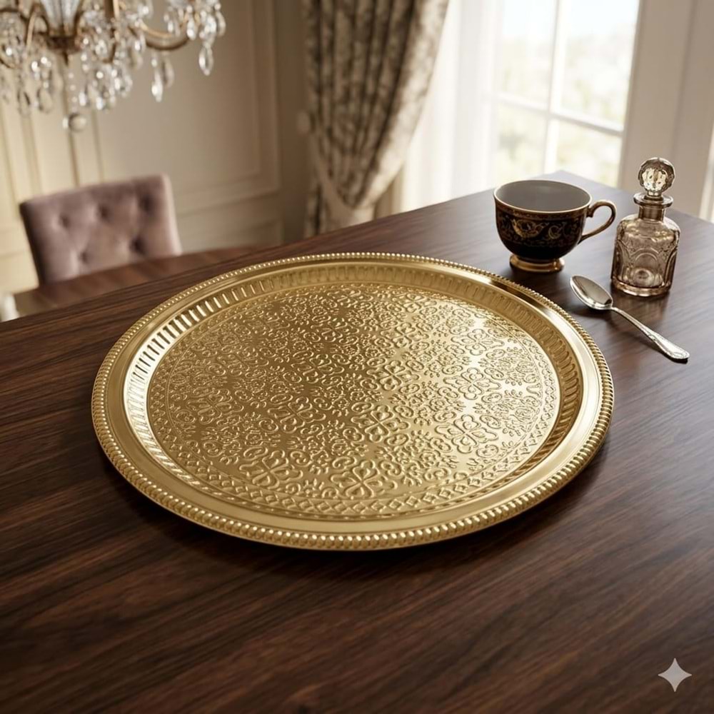 311.A -SUNUM TEPSİ YUVR. 35CM GOLD -CEMRE
