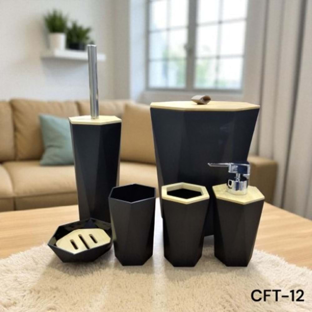 12.SY -BANYO SETİ 5 Lİ SİYAH -ÇİFTÇİ