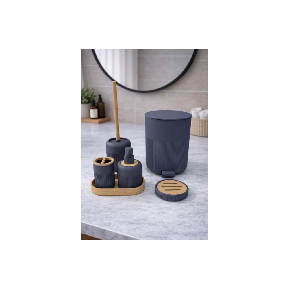 609251.GR -BANYO SETİ YUVR.ÇİZGİ GRİ -ÇİFTÇİ
