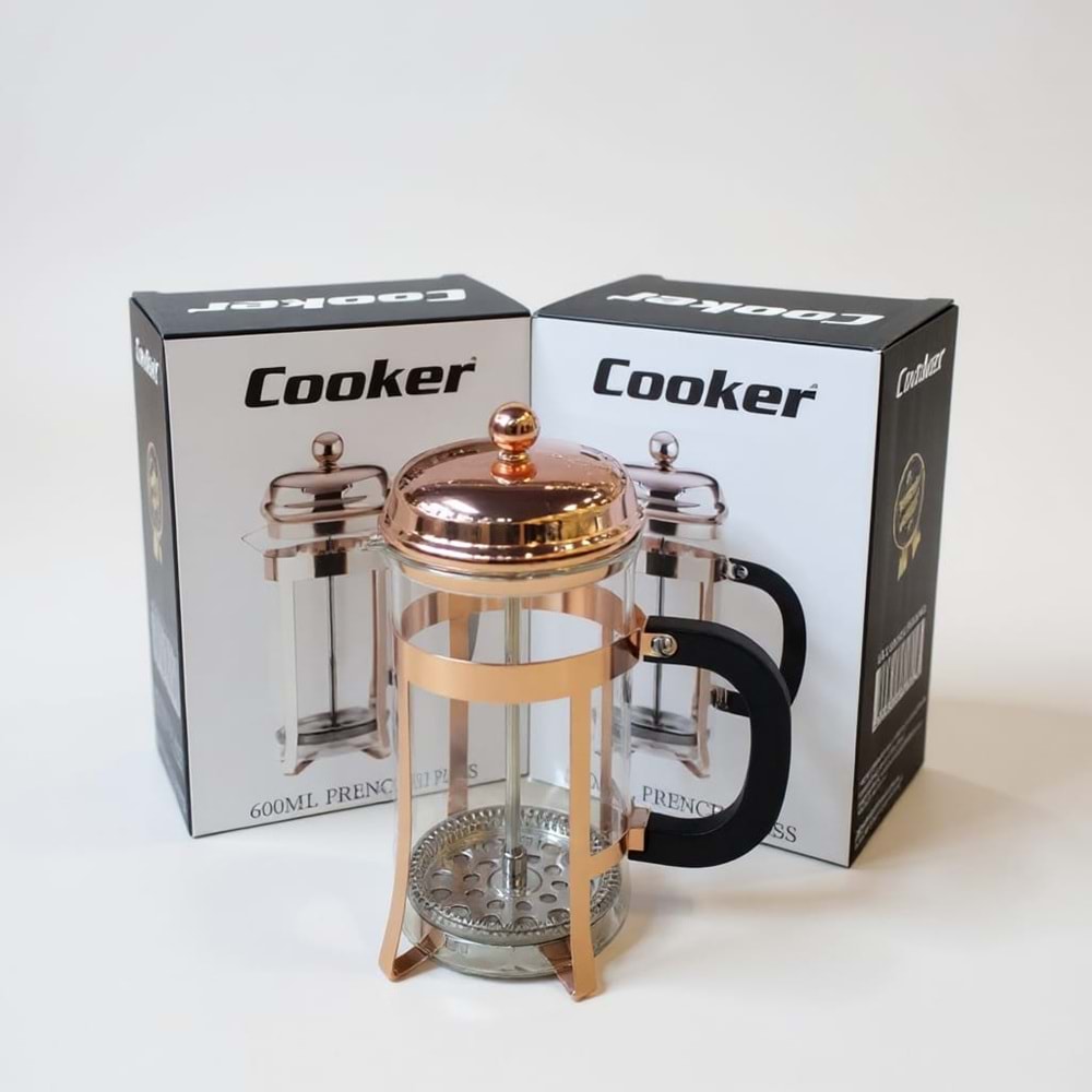 3956 -FRENCHPRESS 600ML GOLD MTL -COKER