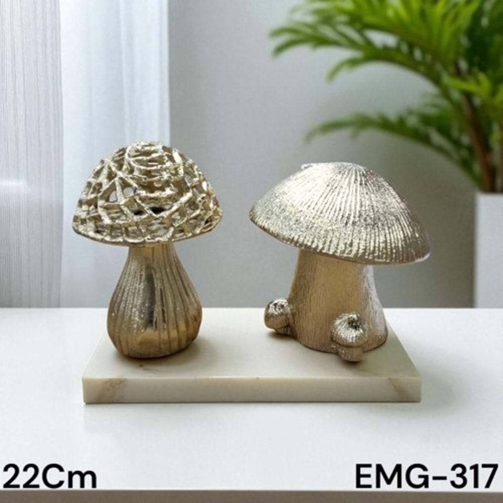 EMG.317.AL -DEKOR OBJE MANTAR 2 Lİ GOLD -EMG