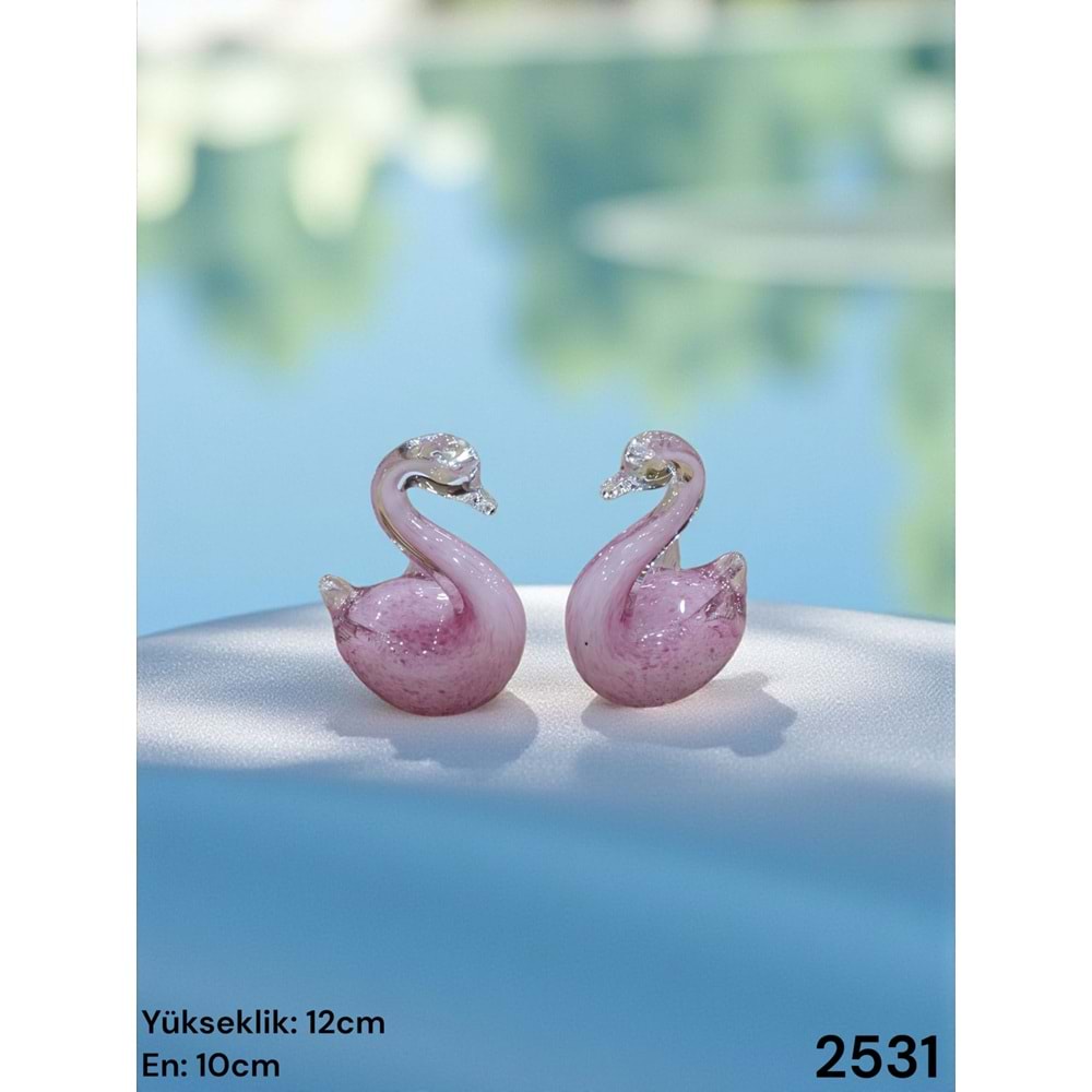 2531-KRİSTAL CAM KUĞU 2 Lİ -FURKAN