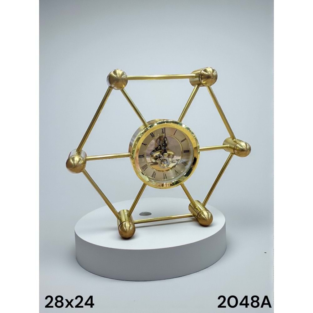 2048.A-MASA SAATİ METAL ALTIGEN GOLD -FURKAN