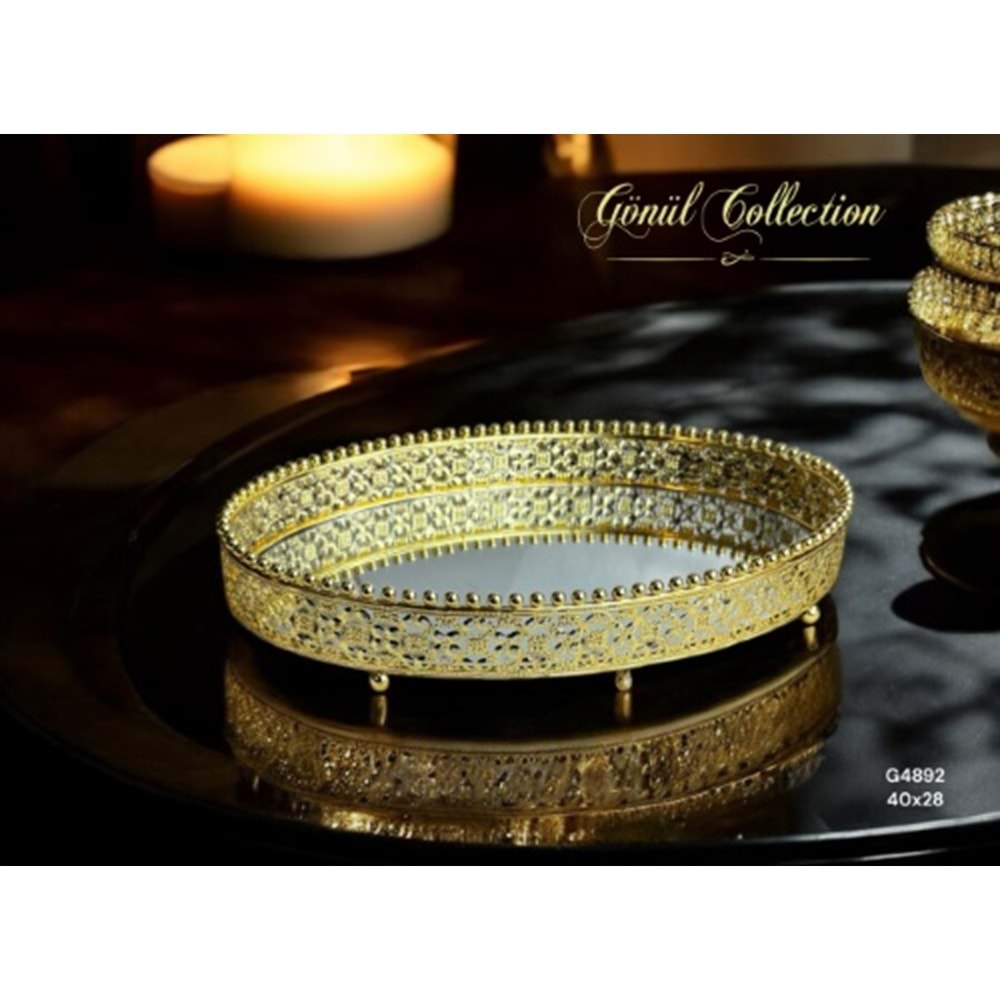 4892 -DEKOR SUNUMLUK OVAL GOLD 40*28 -GÖNÜL