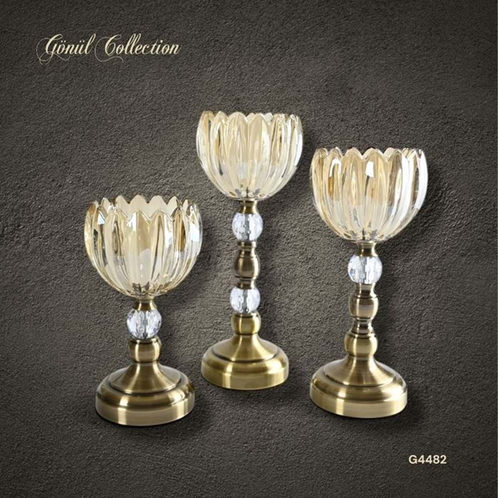 4482 -CAM ŞAMDAN 3LÜ BRONZ -GÖNÜL