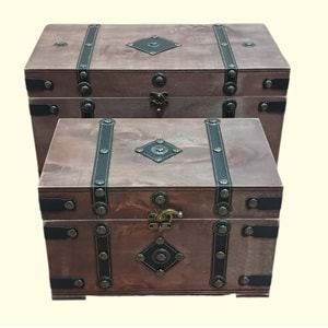 4693 -AHŞAP SANDIK 2 Lİ -GÖNÜL