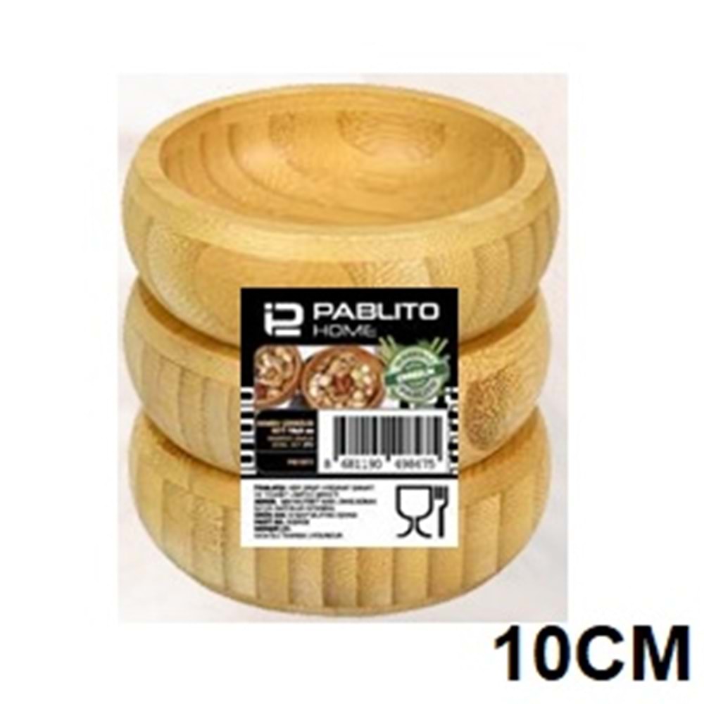 PBT.077-BAMBU ÇEREZLİK 3 LÜ YUVR 10CM -PABLİTO