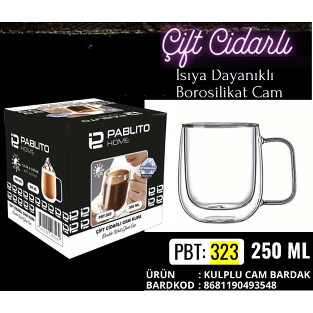 PBT.323- BARDAK KULPLU ÇİFT CİDARLI -PABLİTO