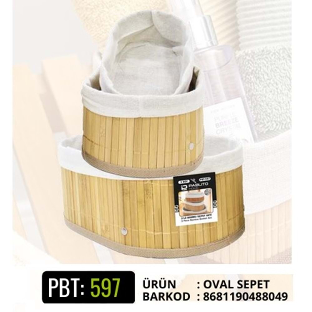 PBT.597-BAMBU SEPET 3LÜ OVAL -PABLİTO