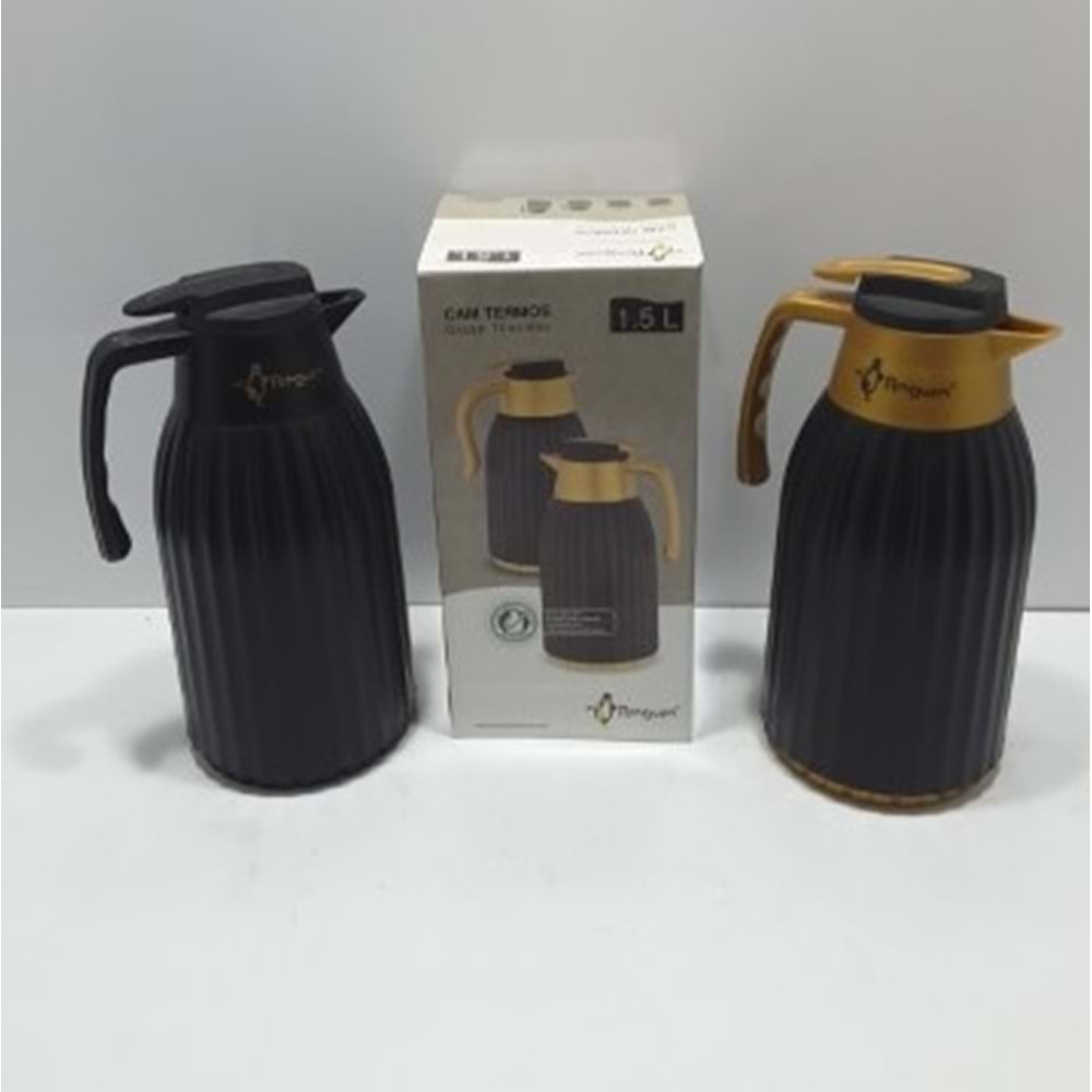 7004-TERMOS 1.5 PLST.CAM SİYAH-PENGUEN