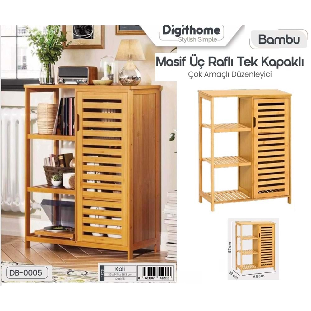 DB.005 -AHŞAP DOLAP 3 RAFLI -ŞAMLI