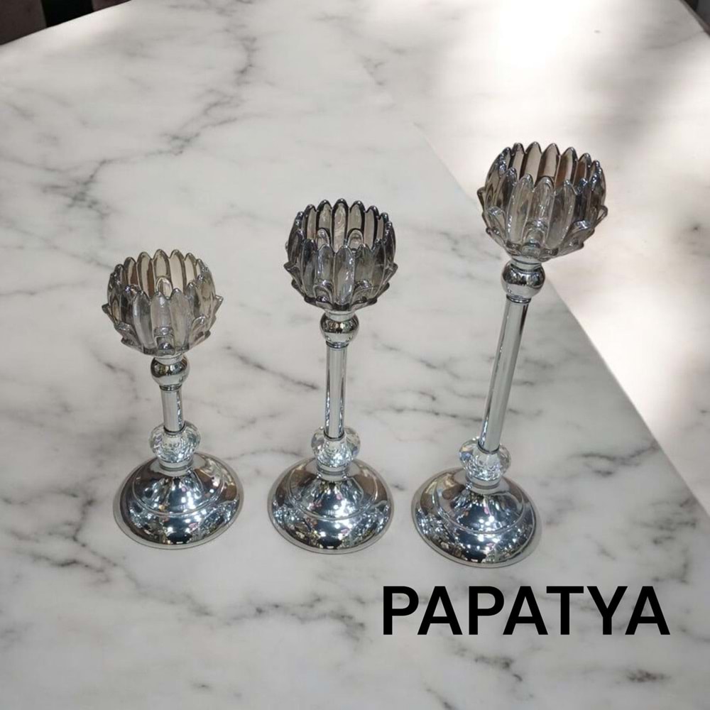 PAPATYA.GM -DEKOR 3 LÜ ŞAMDAN GMŞ -TARİH