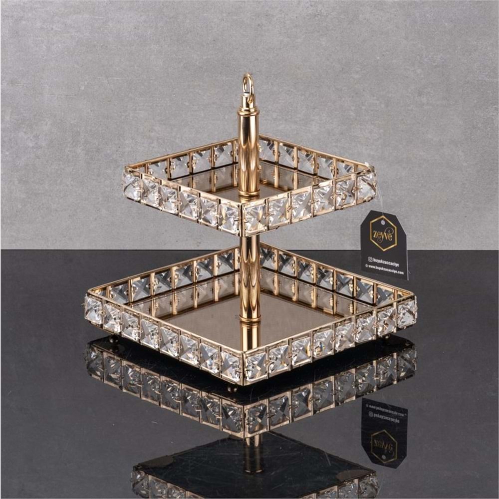 CX222.A-SUNUMLUK 2 KATLI KARE GOLD -ZEYVE