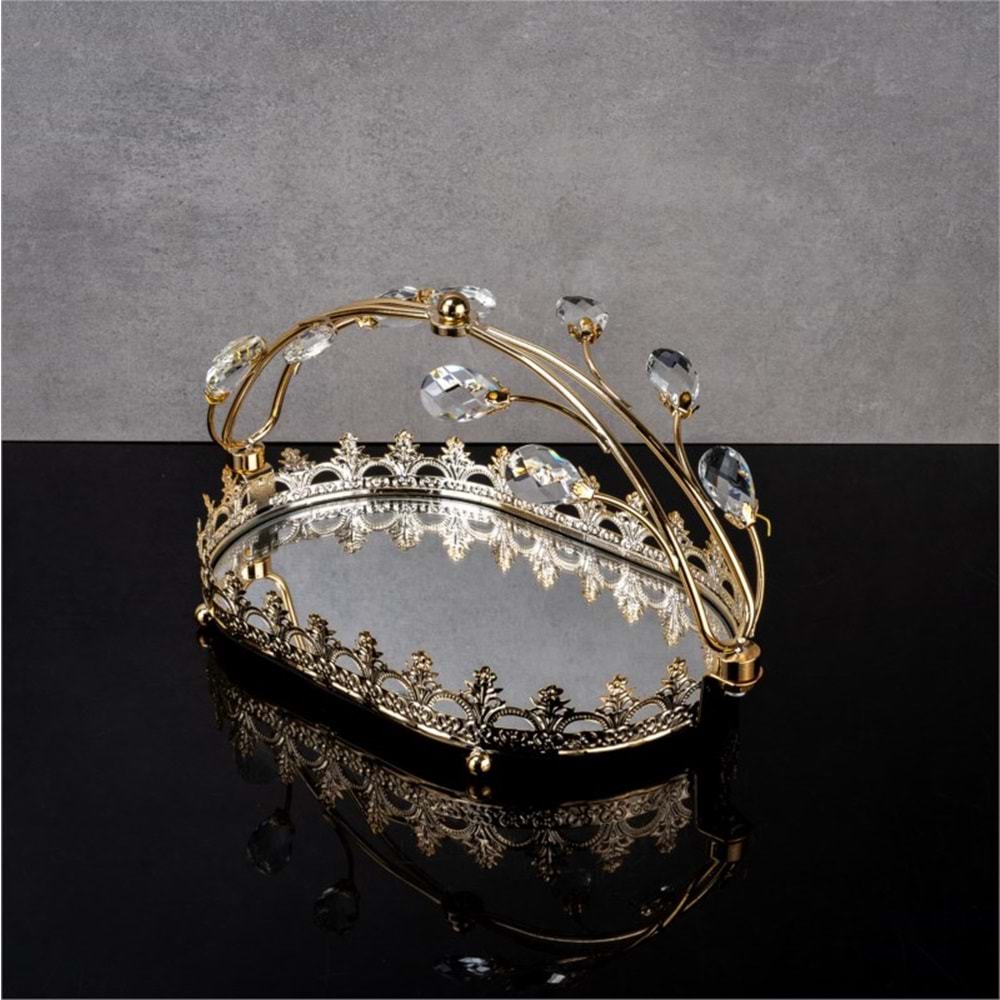 JX26A-SUNUMLUK TAŞLI OVAL SAPLI GOLD -ZEYVE